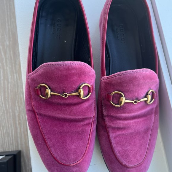 Gucci Pink Velvet Loafers (38) - Picture 6 of 9